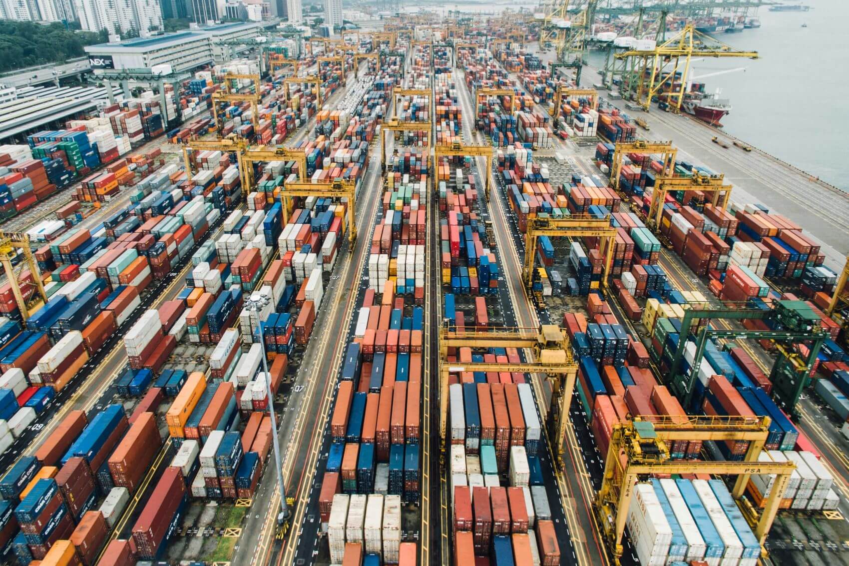 Aerial photo of a shipping port